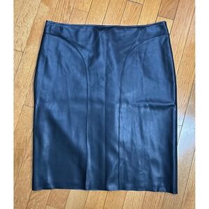 Cedric‎ Charlier Black Faux Leather Pencil Skirt Made in Italy Size 10 Womens